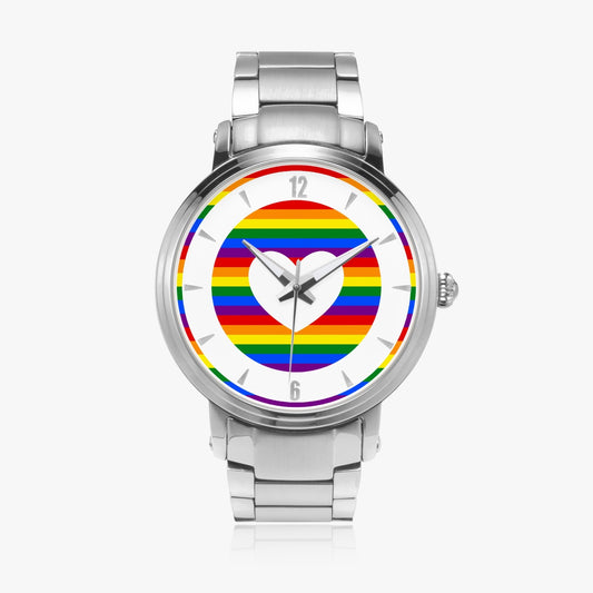 Rainbow Pride Stainless Steel Luxury Men's Watch - Silver / Rose Gold / Black