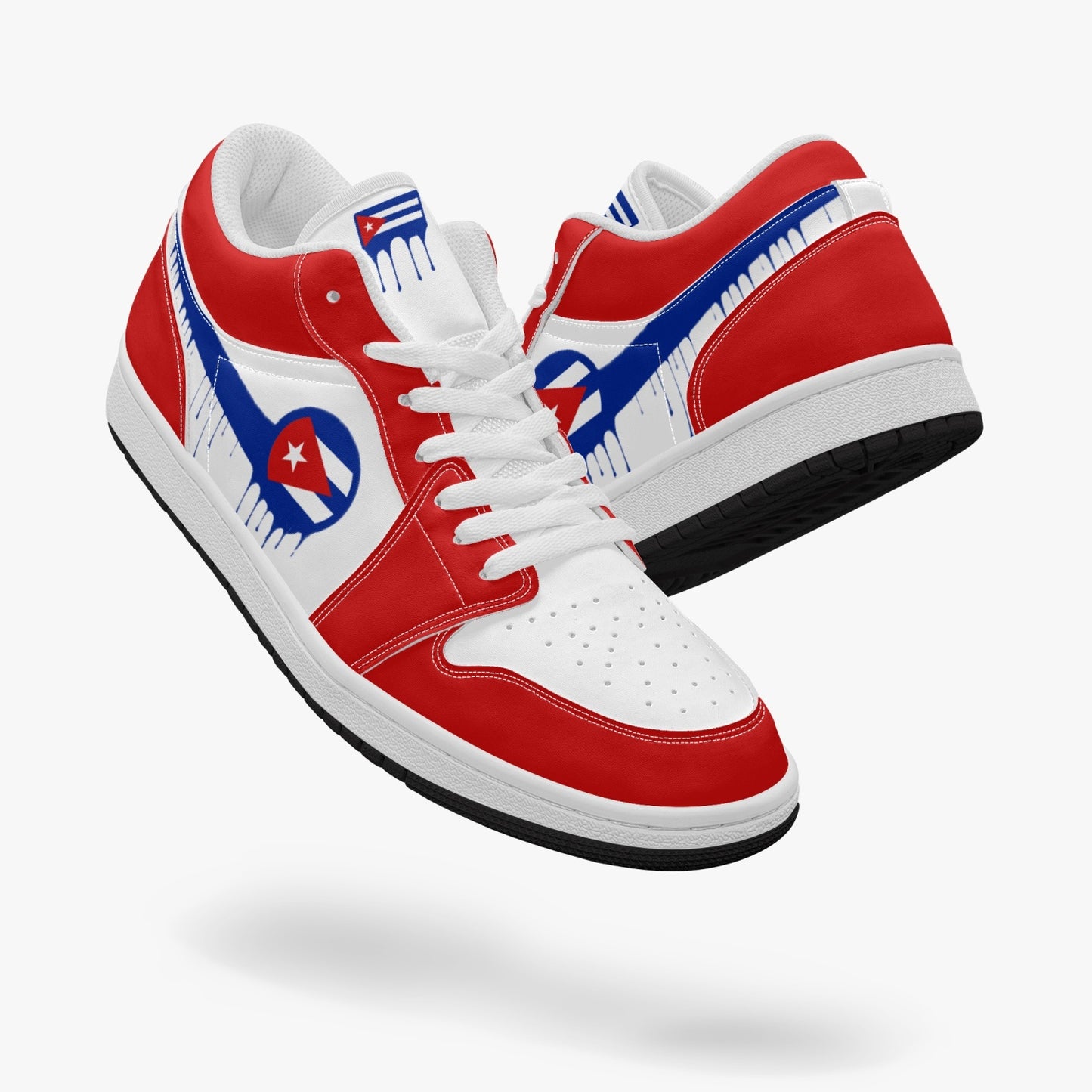 Air Cuba Blue Drip / Red & White Low Tops (Black Sole) - Men's & Women's