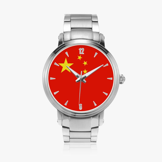 China Pride Stainless Steel Luxury Men's Watch - Silver / Rose Gold / Black