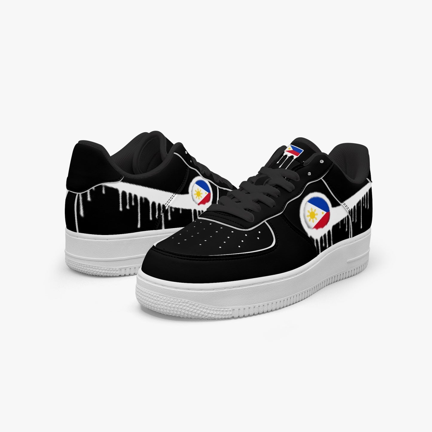 Philippines Blurred White Drip R-Force 1 Low Tops (Black) - Men's & Women's
