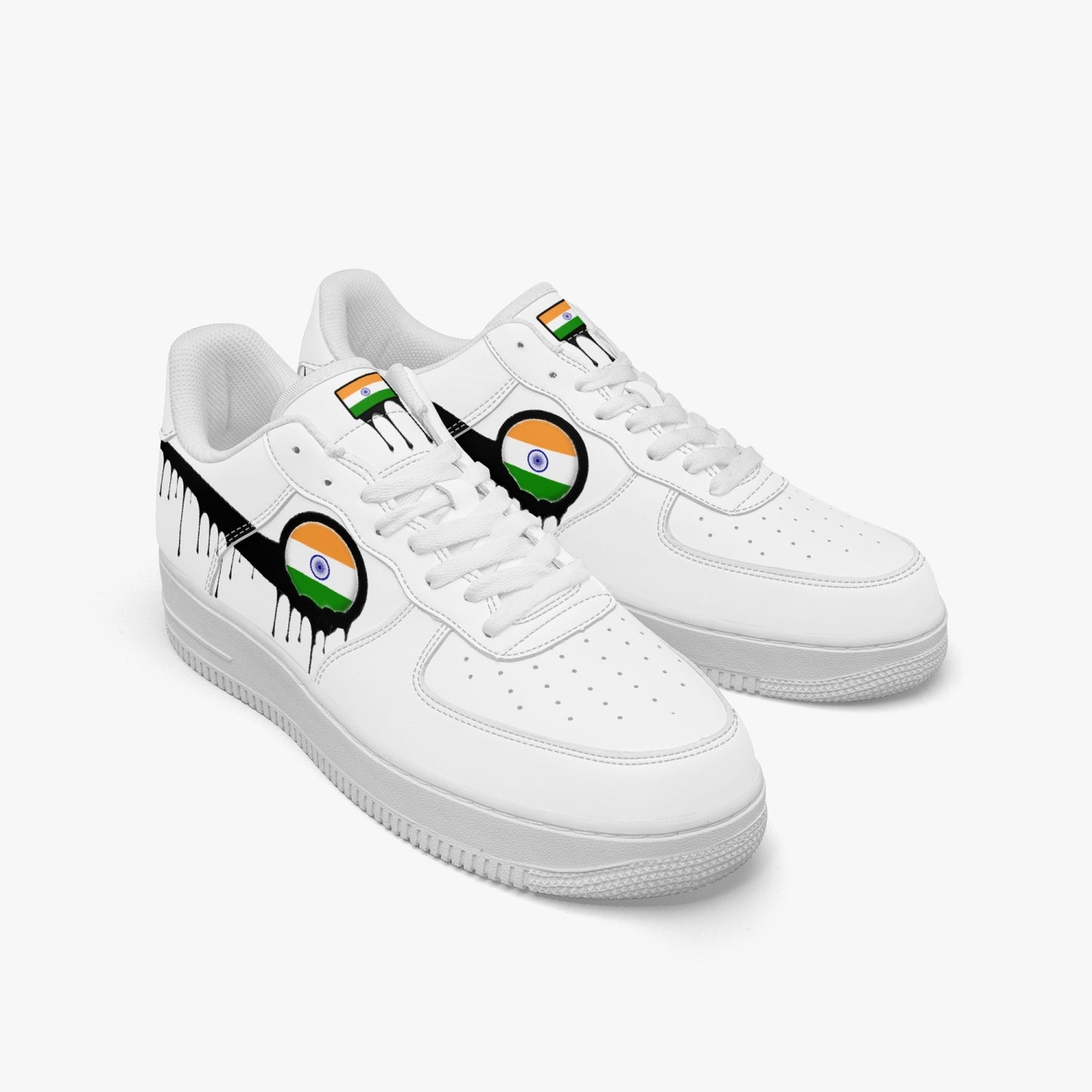 India Black Drip R-Force 1 Low Tops (White) - Men's & Women's