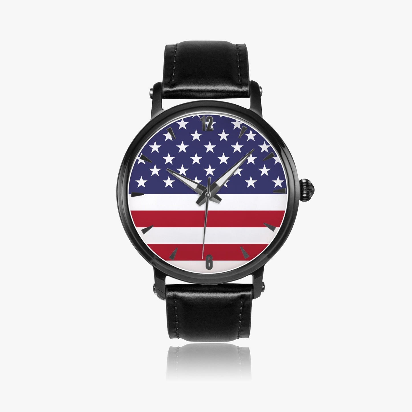 American Pride Premium Leather Men's Watch - Silver / Rose Gold / Black