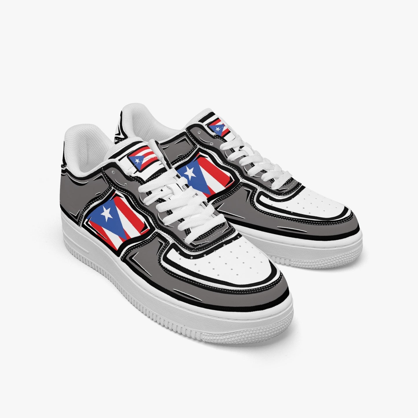 Puerto Rico Cartoon Force 1 Low Tops (Gray) - Men's & Women's