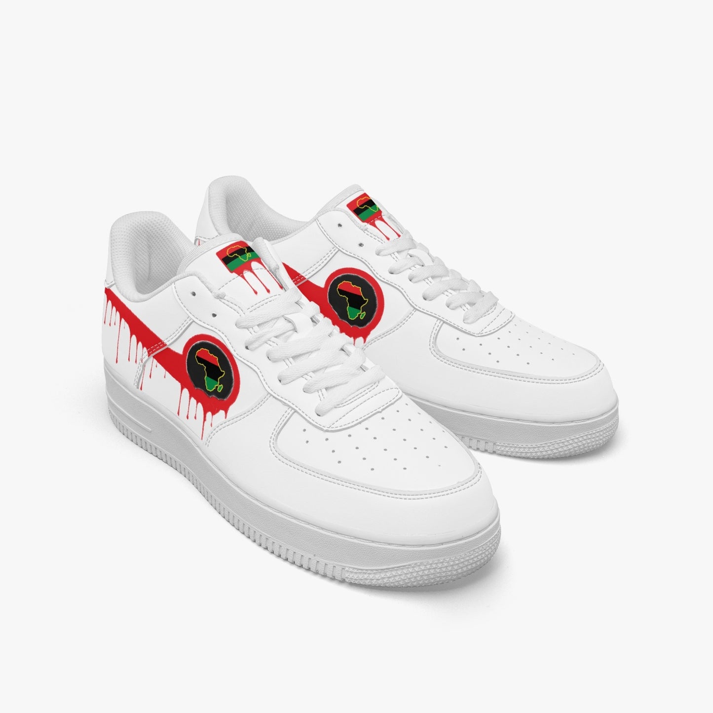 Africa Red Drip R-Force 1 Low Tops (White) - Men's & Women's