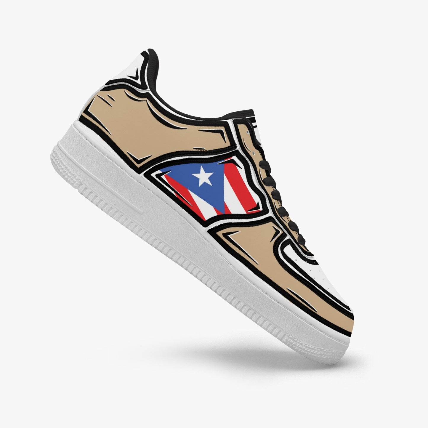 Puerto Rico Cartoon Force 1 Low Tops (Tan) - Men's & Women's