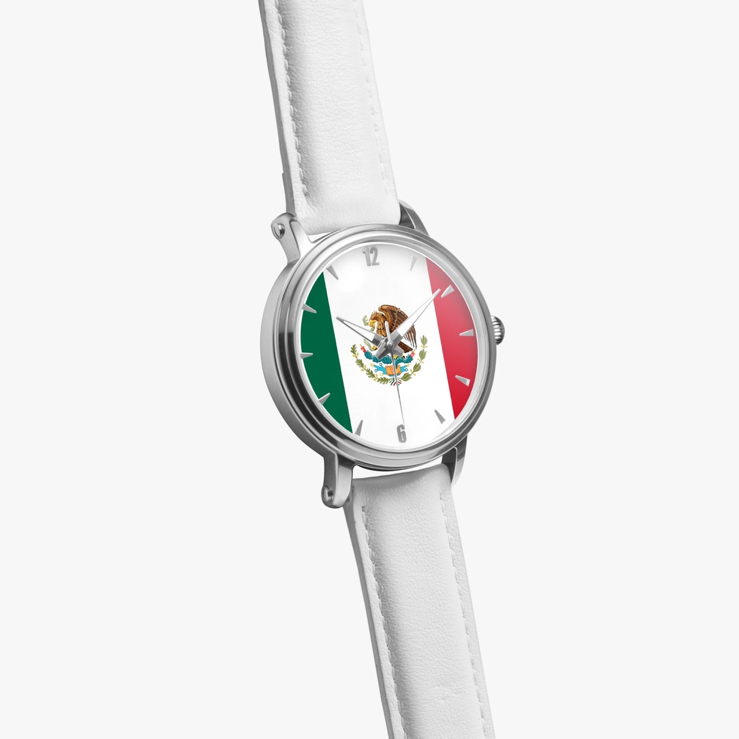 Mexico Pride Premium Leather Men's Watch - Silver / Rose Gold / Black