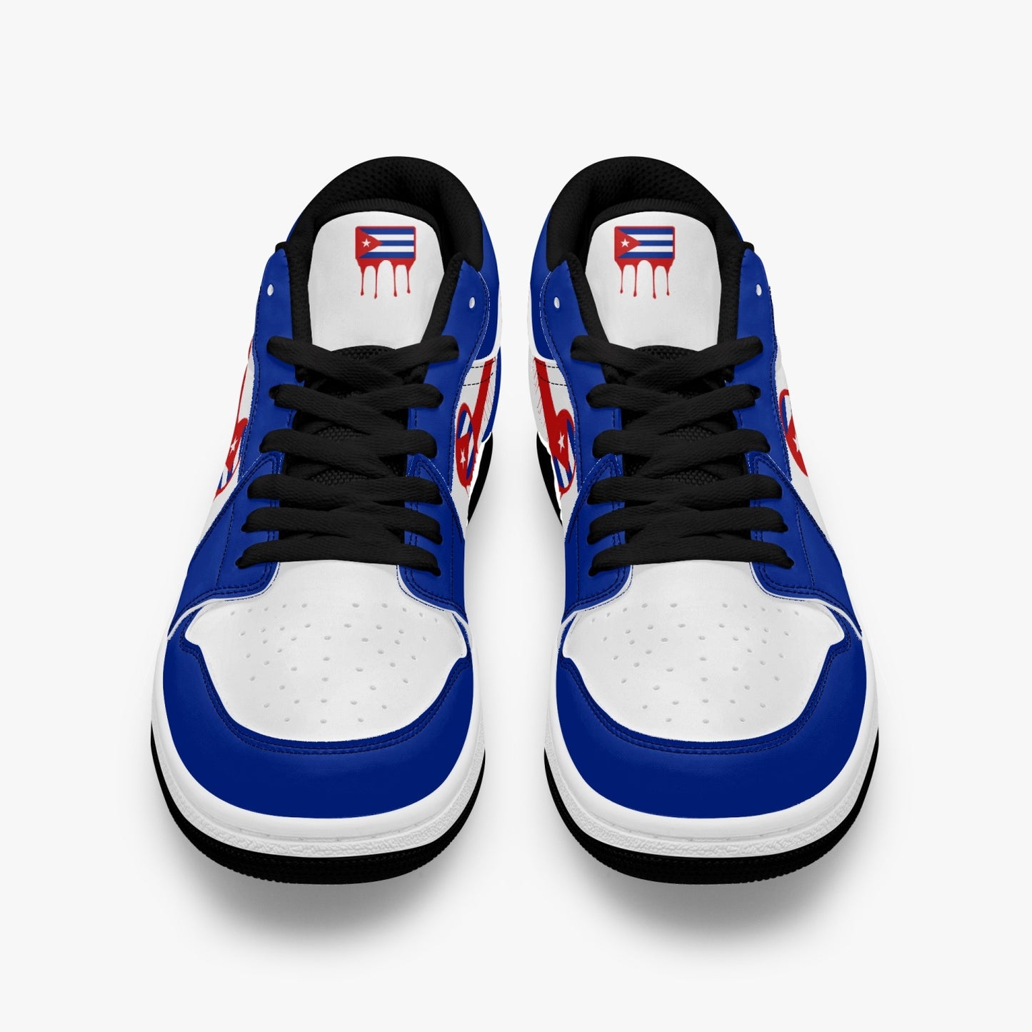 Air Cuba Red Drip / Blue & White Low Tops (Black Sole) - Men's & Women's