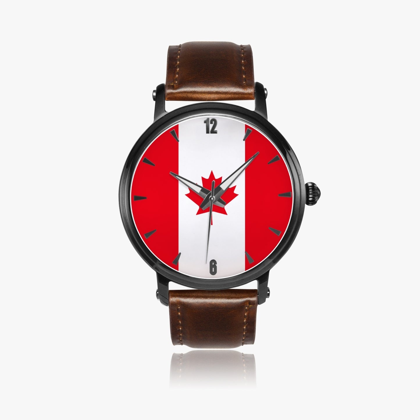 Canada Pride Premium Leather Men's Watch - Silver / Rose Gold / Black