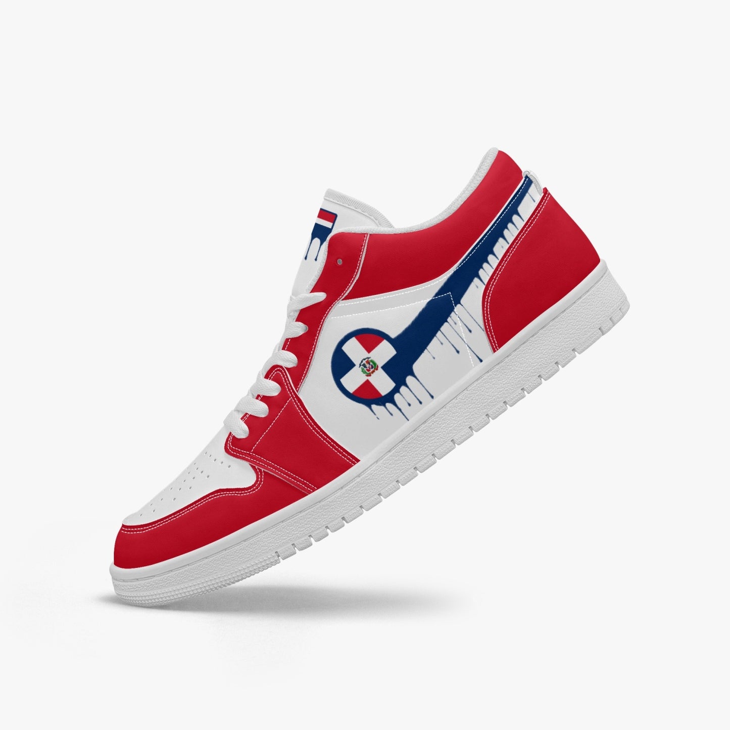 Air Dominican Blue Drip / Red & White Low Tops (White Sole) - Men's & Women's