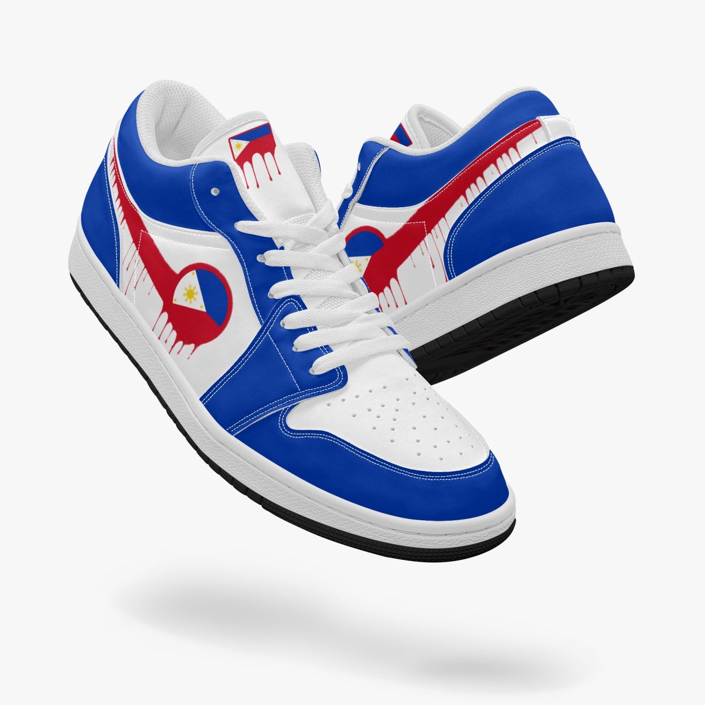 Air Philippines Red Drip / Blue & White Low Tops (Black Sole) - Men's & Women's