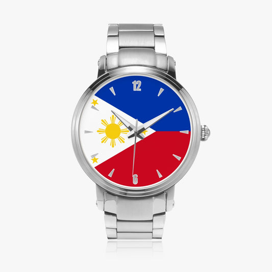 Philippines Pride Stainless Steel Luxury Men's Watch - Silver / Rose Gold / Black