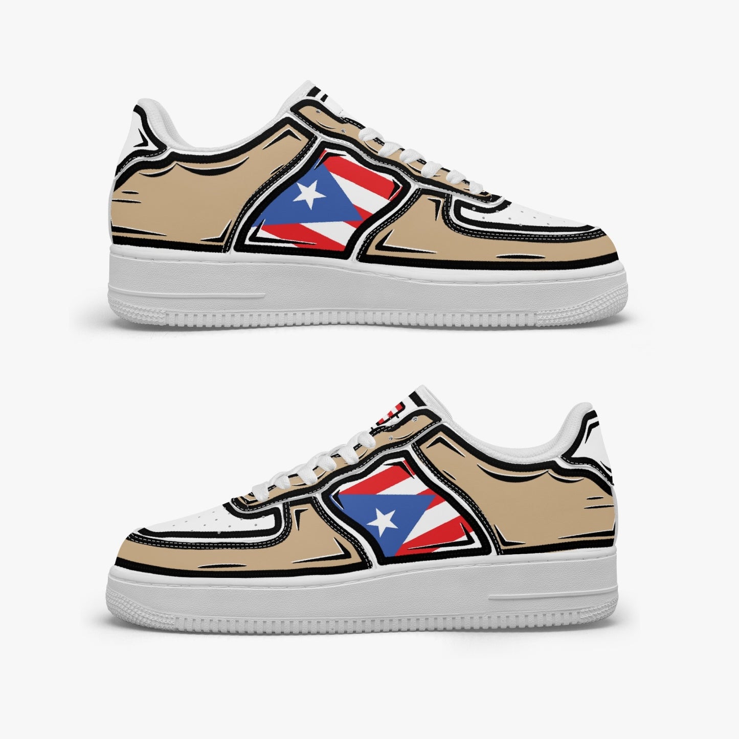 Puerto Rico Cartoon Force 1 Low Tops (Tan) - Men's & Women's