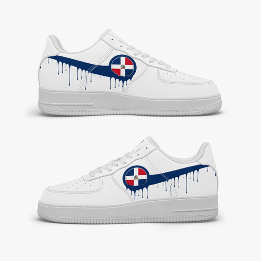 Dominican Blue Drip R-Force 1 Low Tops (White) - Men's & Women's