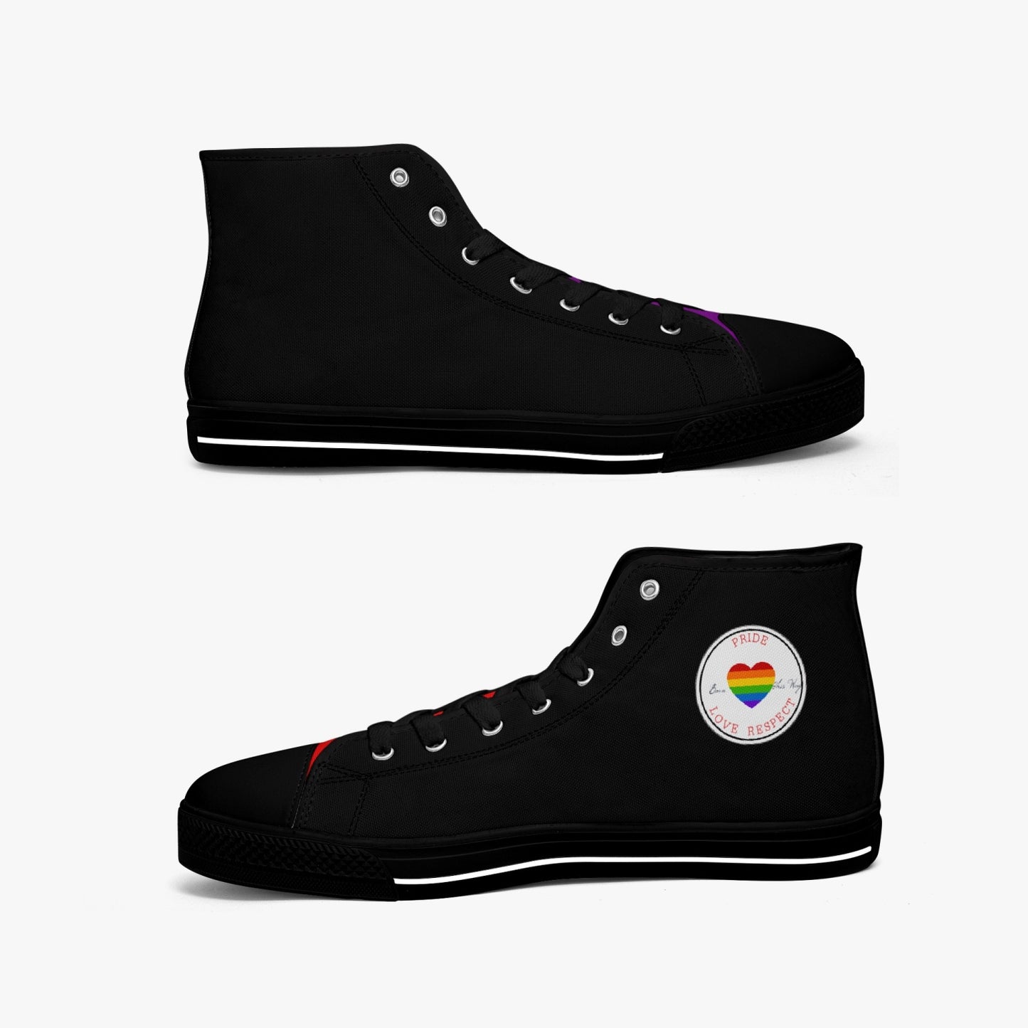 Rainbow Pride Classic Canvas High Tops (Black) - Men's & Women's