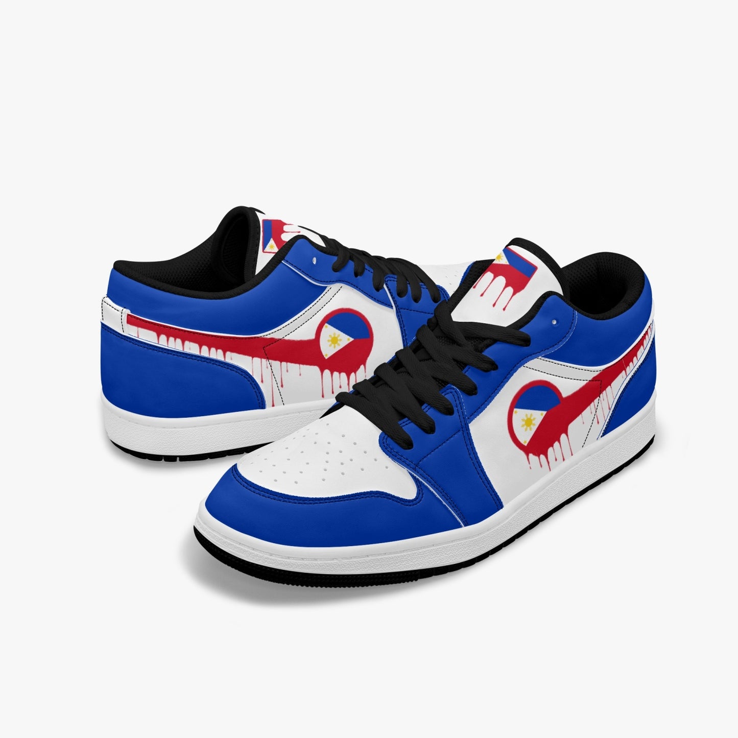 Air Philippines Red Drip / Blue & White Low Tops (Black Sole) - Men's & Women's