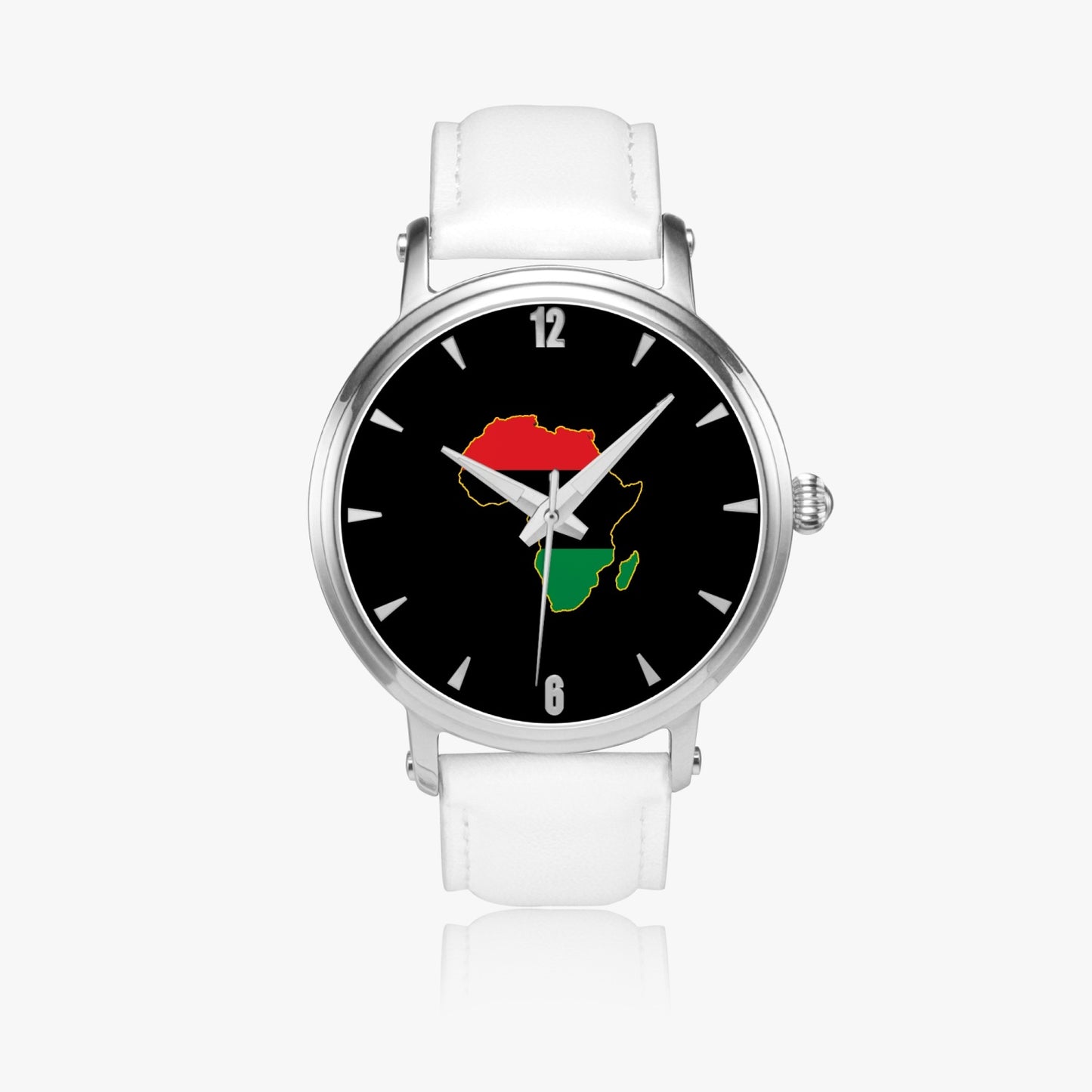 Africa Pride Premium Leather Men's Watch - Silver / Rose Gold / Black