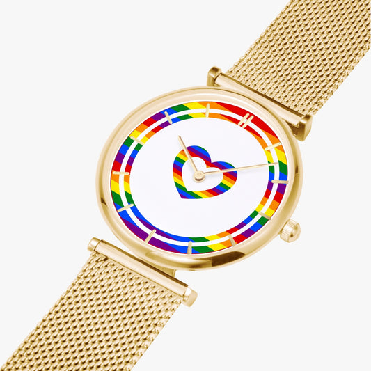 Rainbow Love Ultra Thin Women's Quartz Watch - Gold / Rose Gold / Silver