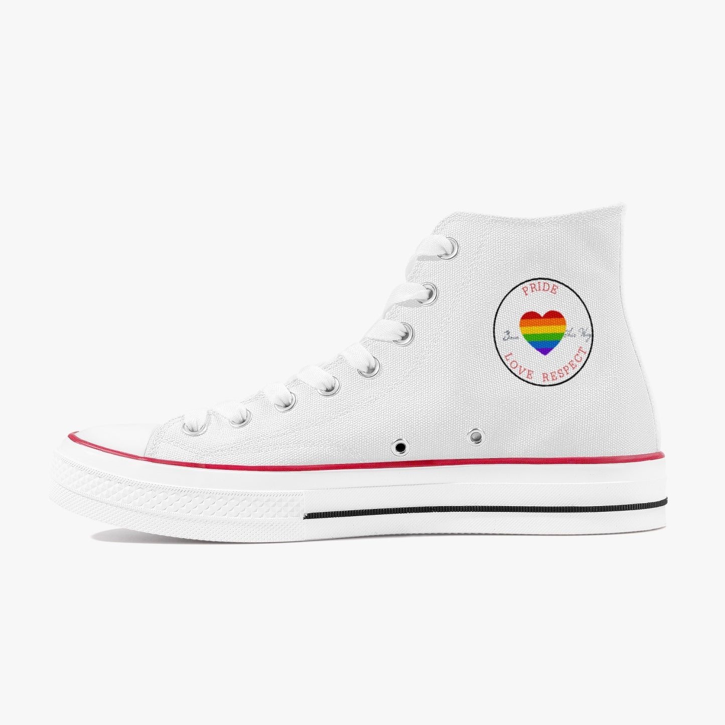 Rainbow Pride Classic Canvas High Tops (White) - Men's & Women's