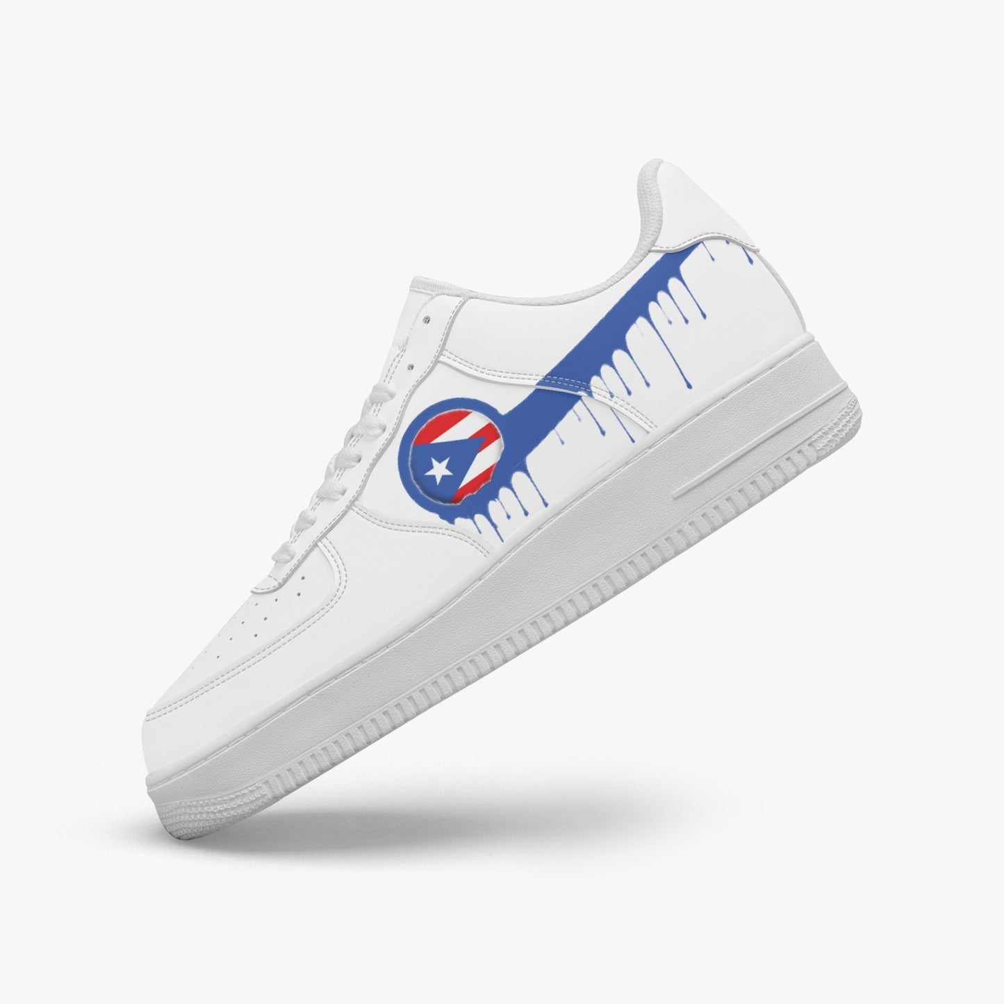 Puerto Rico Blue Drip R-Force 1 Low Tops (White) - Men's & Women's