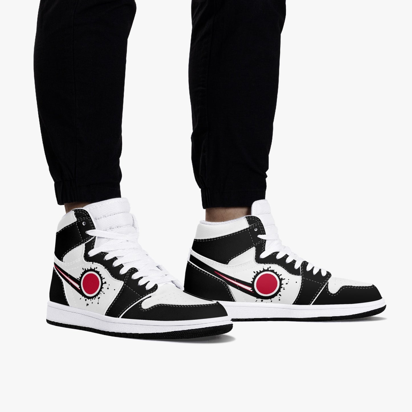Air Japan Splattered Icon Black/White High Tops (Black Sole) - Men's & Women's