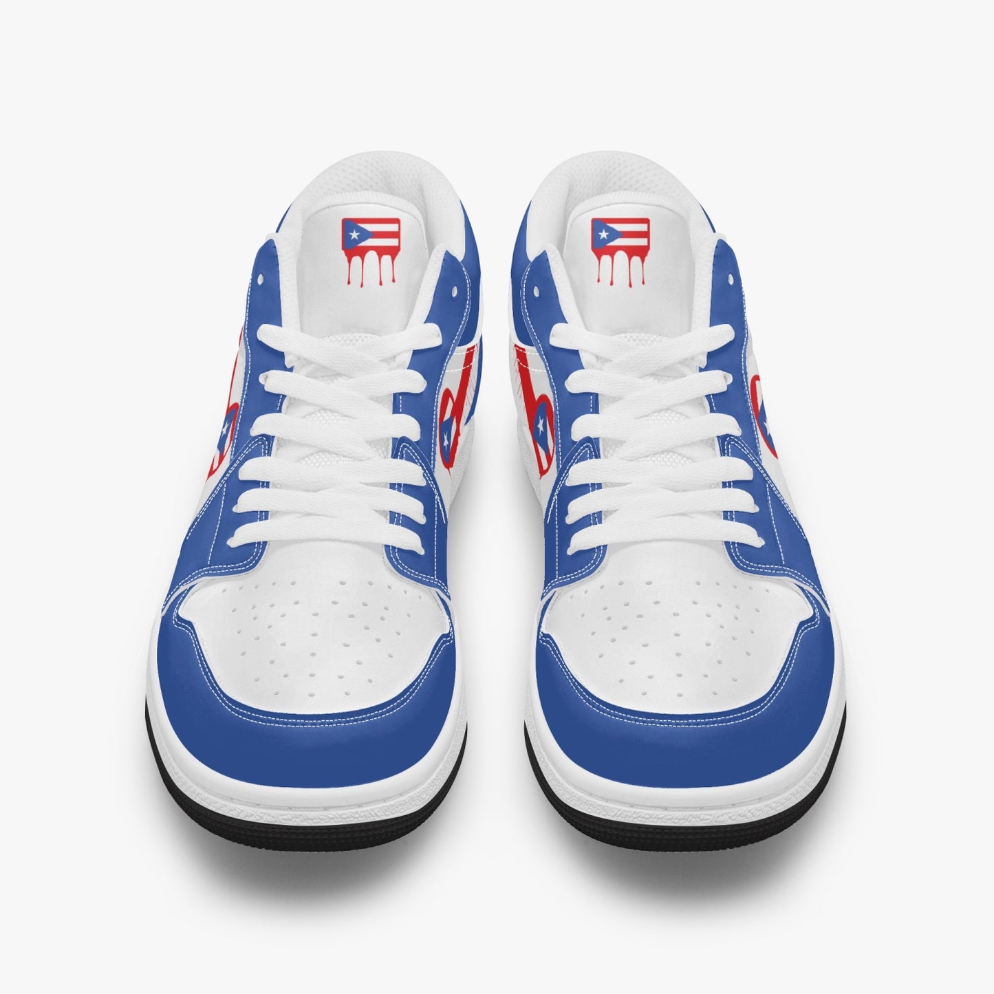 Air Puerto Rico Red Drip / Blue & White Low Tops (Black Sole) - Men's & Women's