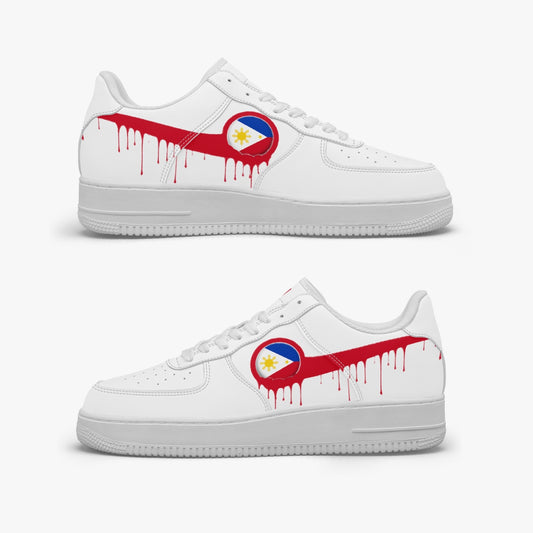 Philippines Red Drip R-Force 1 Low Tops (White) - Men's & Women's