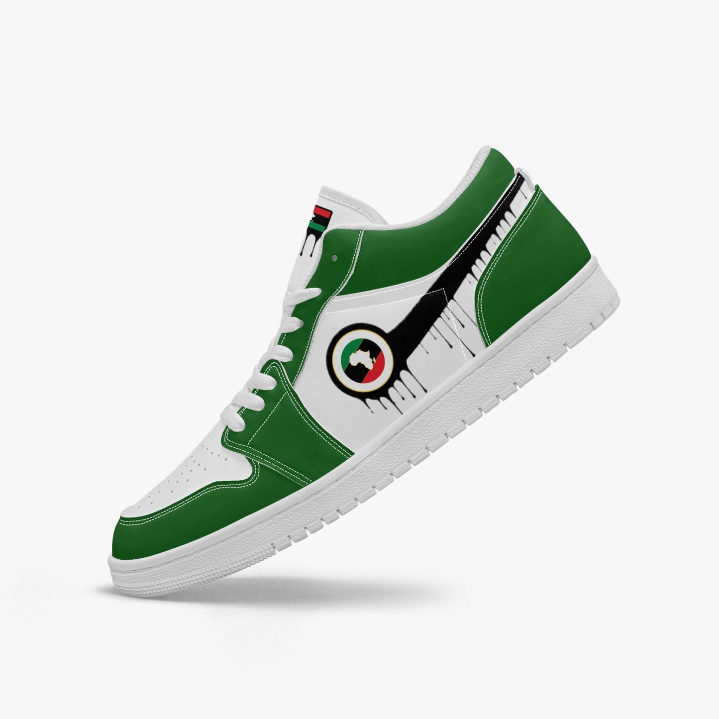 Air Africa Black Drip / Green & White Low Tops (White Sole) - Men's & Women's