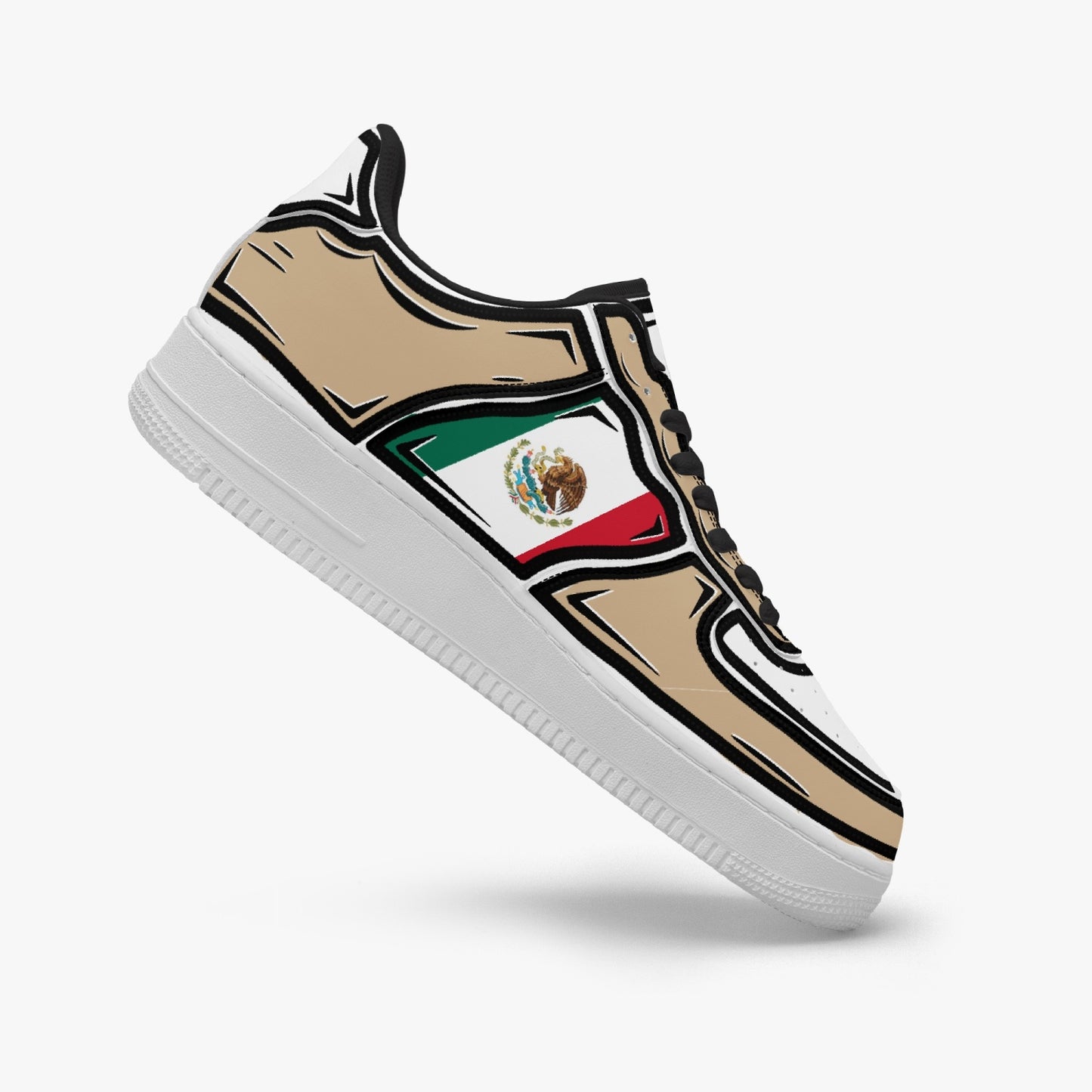 Mexico Cartoon Force 1 Low Tops (Tan) - Men's & Women's
