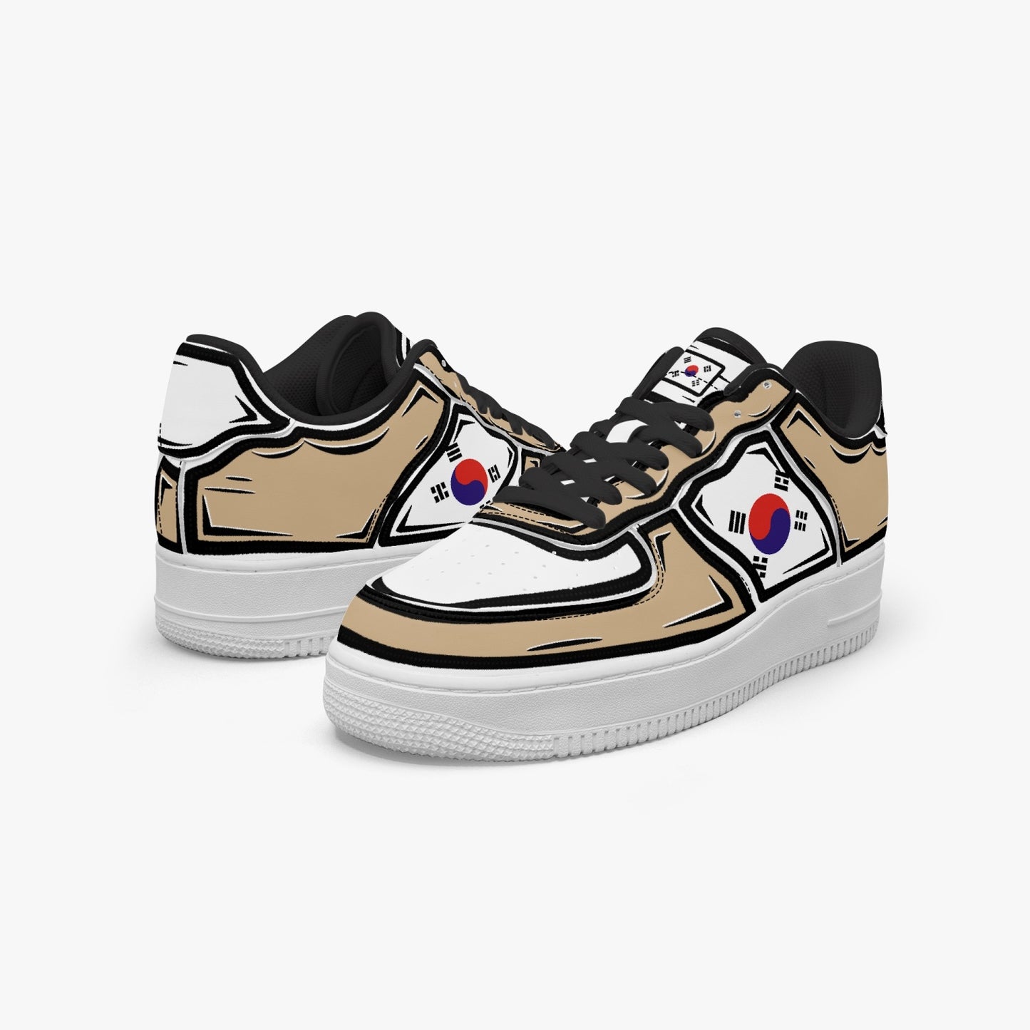 South Korea Cartoon Force 1 Low Tops (Tan) - Men's & Women's