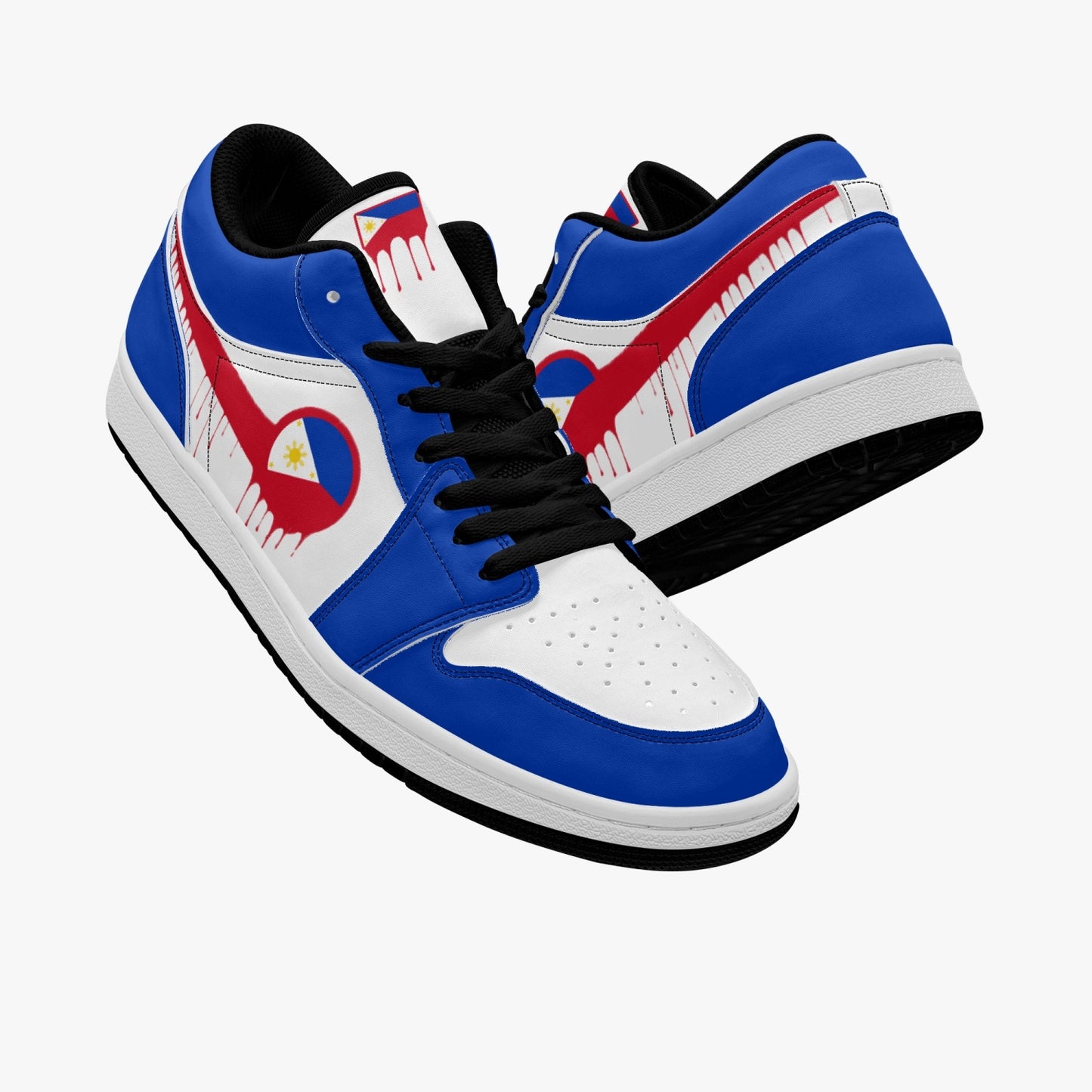 Air Philippines Red Drip / Blue & White Low Tops (Black Sole) - Men's & Women's
