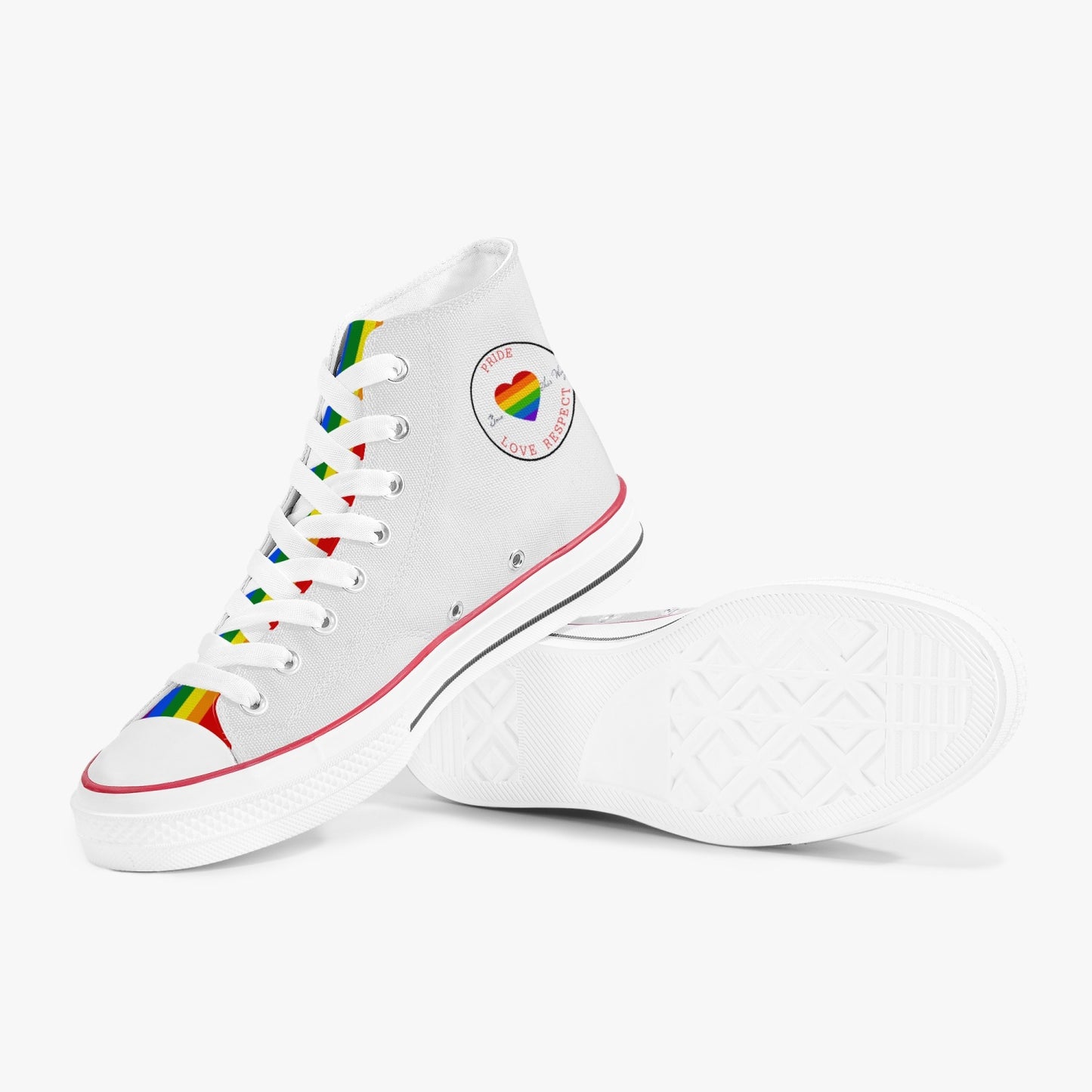 Rainbow Pride Classic Canvas High Tops (White) - Men's & Women's