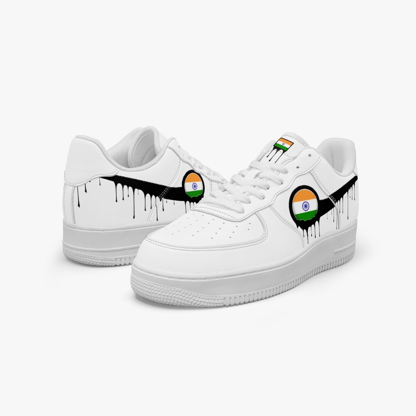 India Black Drip R-Force 1 Low Tops (White) - Men's & Women's