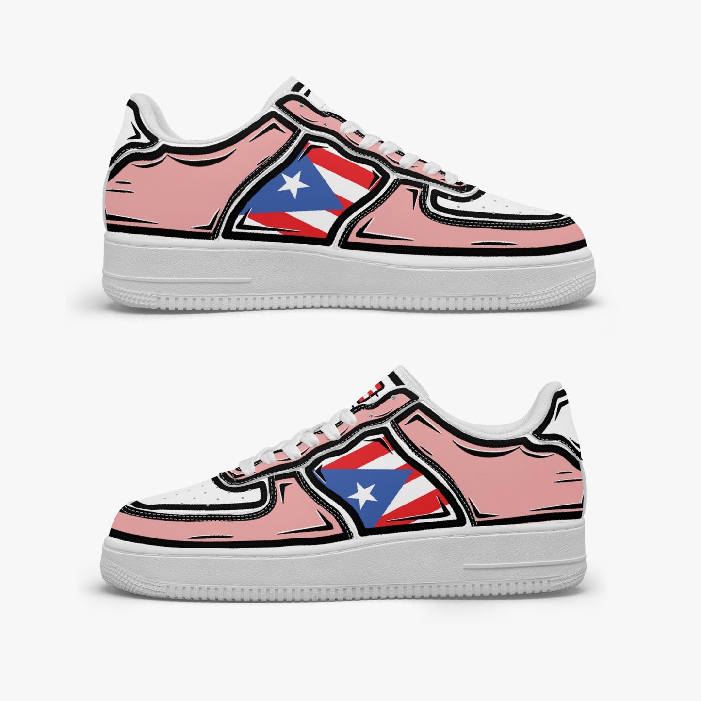 Puerto Rico Cartoon Force 1 Low Tops (Pink) - Men's & Women's