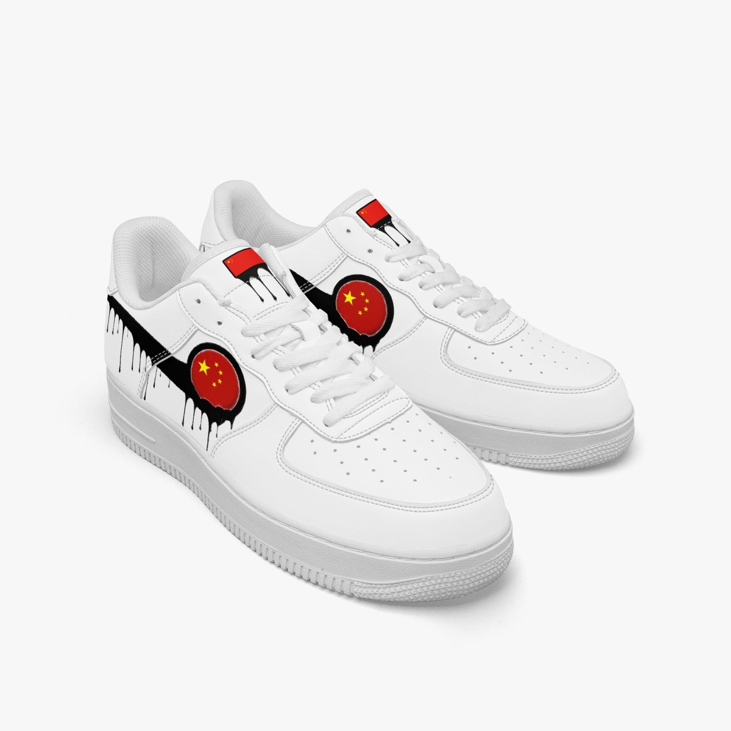 China Black Drip R-Force 1 Low Tops (White) - Men's & Women's