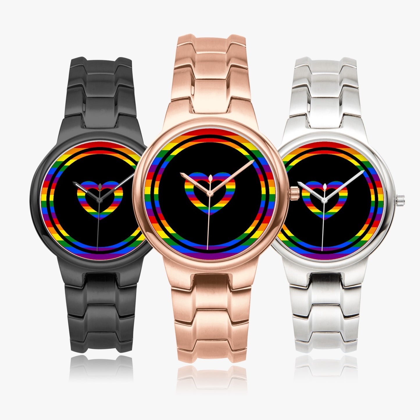 Rainbow Love Stainless Steel Luxury Women's Watch - Rose Gold / Silver / Black