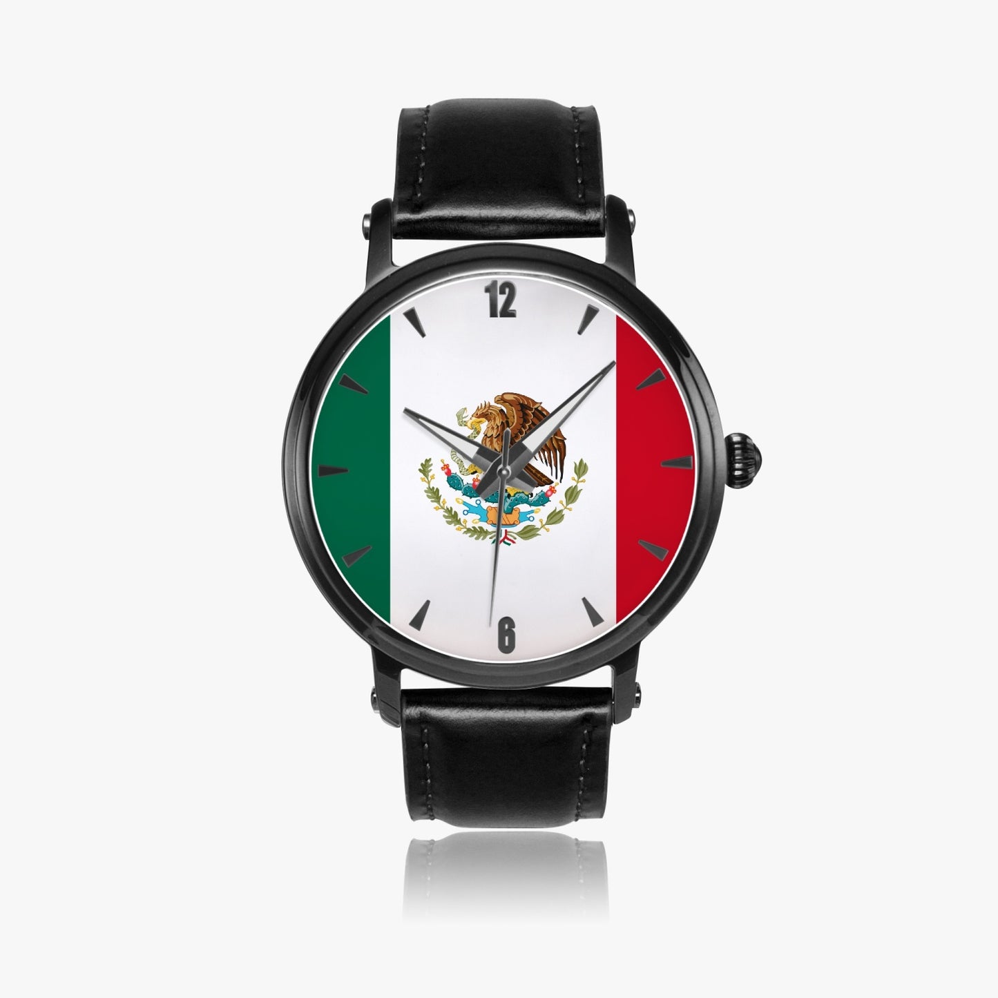Mexico Pride Premium Leather Men's Watch - Silver / Rose Gold / Black