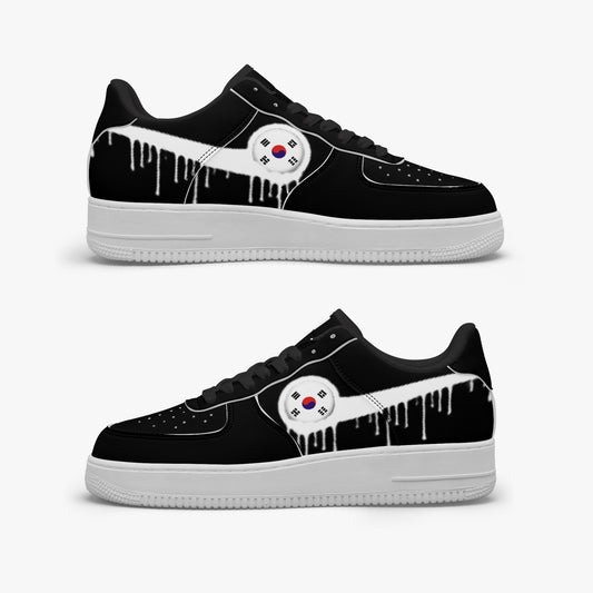 South Korea Blurred White Drip R-Force 1 Low Tops (Black) - Men's & Women's