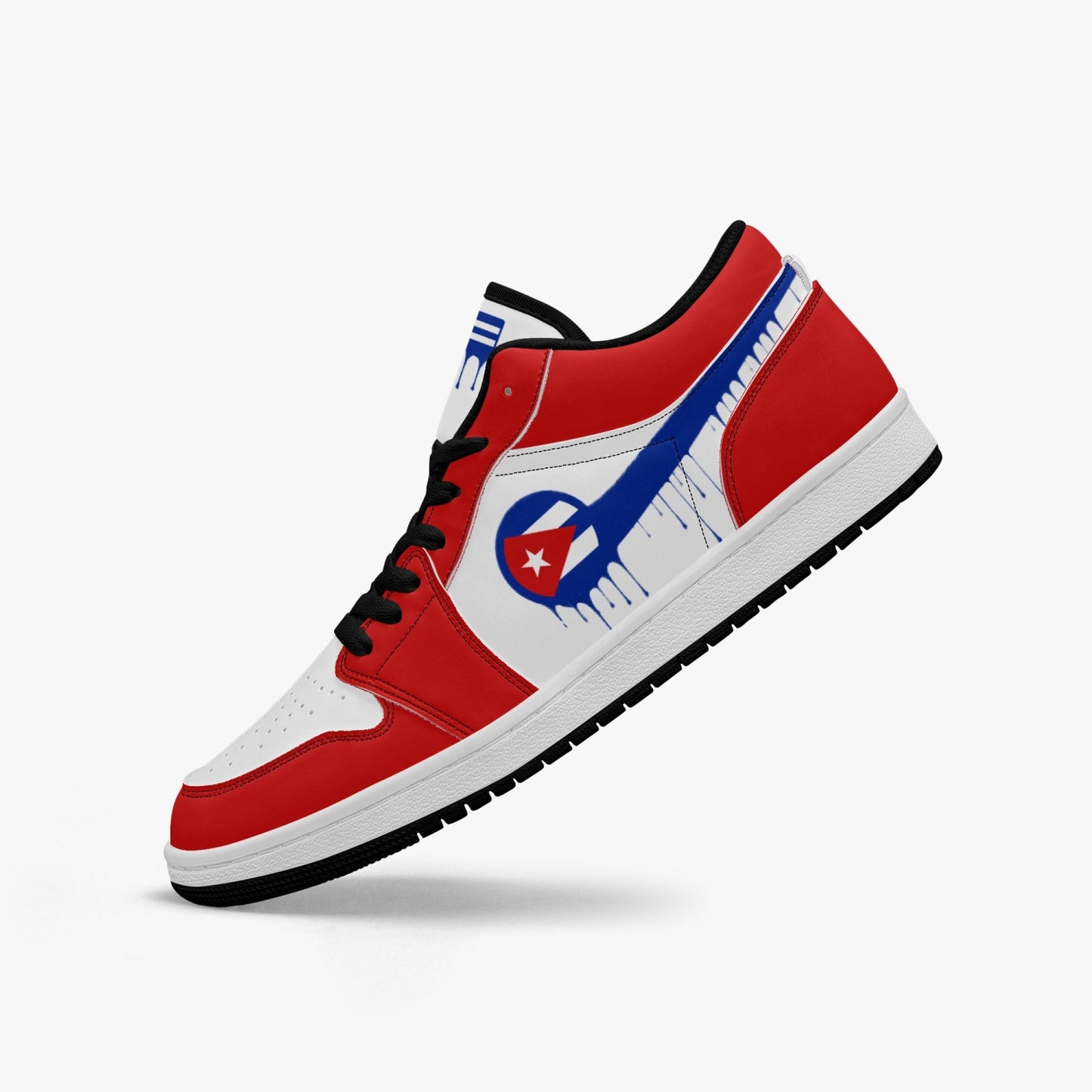 Air Cuba Blue Drip / Red & White Low Tops (Black Sole) - Men's & Women's