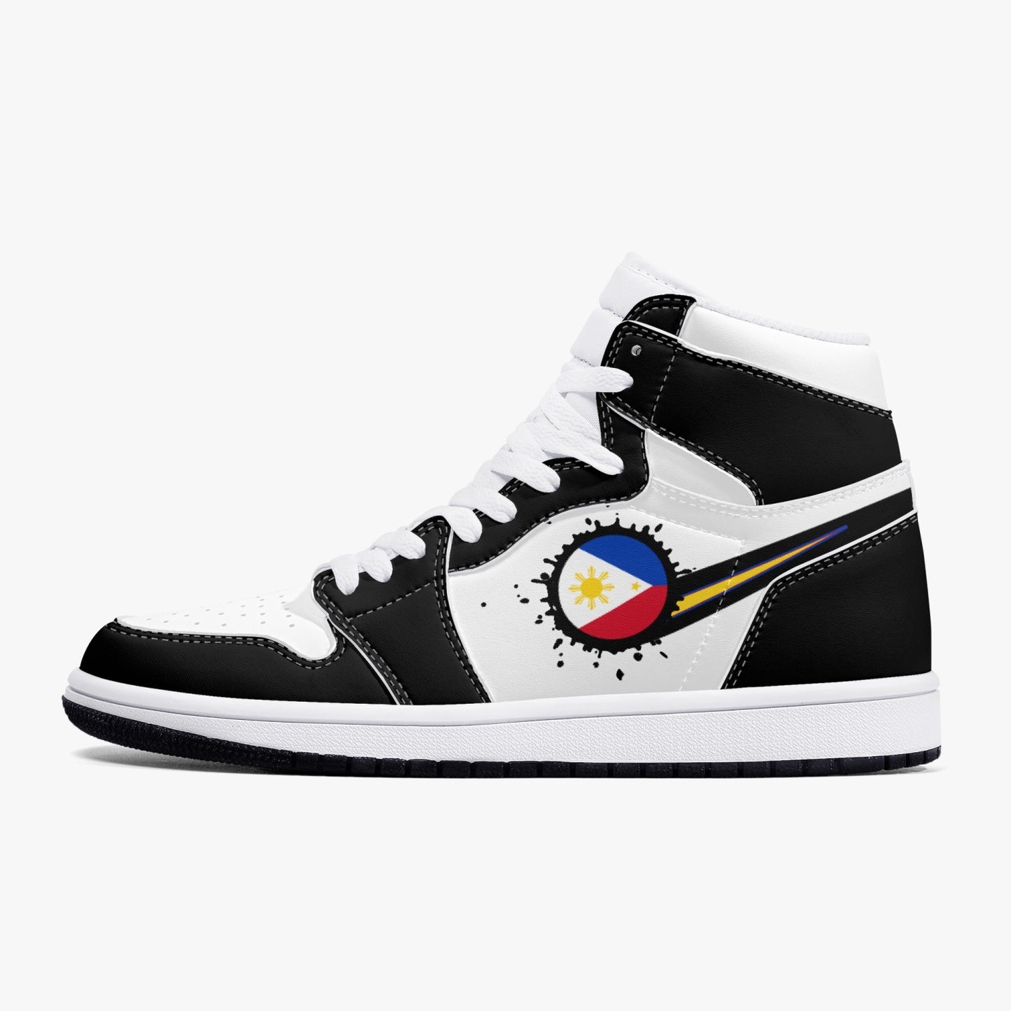 Air Philippines Splattered Icon Black/White High Tops (Black Sole) - Men's & Women's