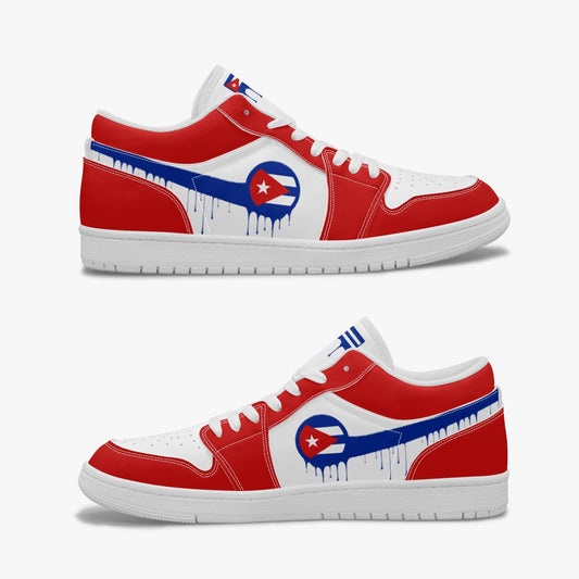 Air Cuba Blue Drip / Red & White Low Tops (White Sole) - Men's & Women's