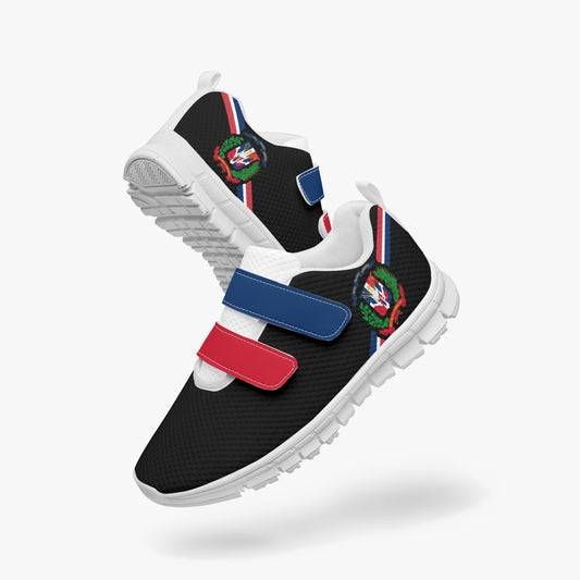 Dominican Pride Kid's Lightweight Velcro Mesh Sneaker - Black