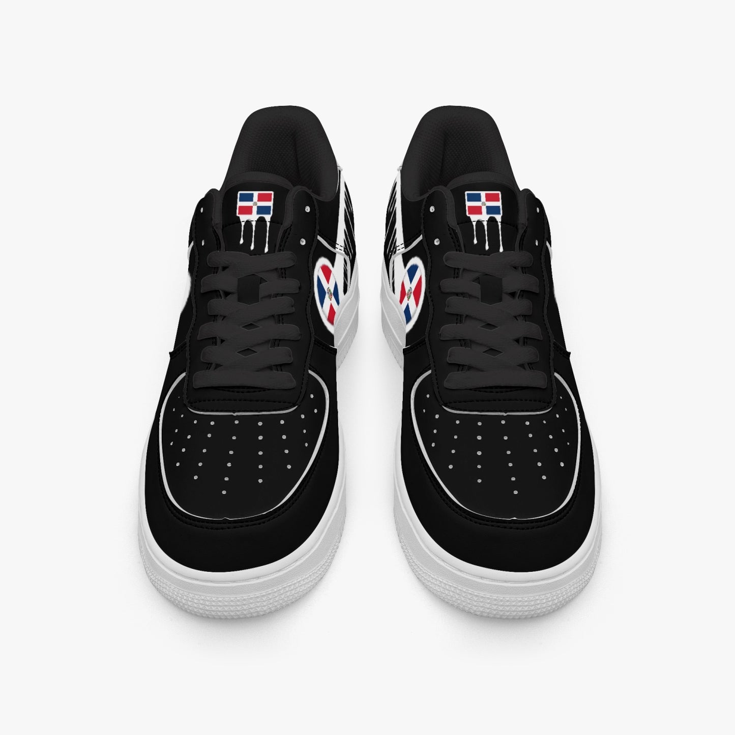 Dominican Blurred White Drip R-Force 1 Low Tops (Black) - Men's & Women's