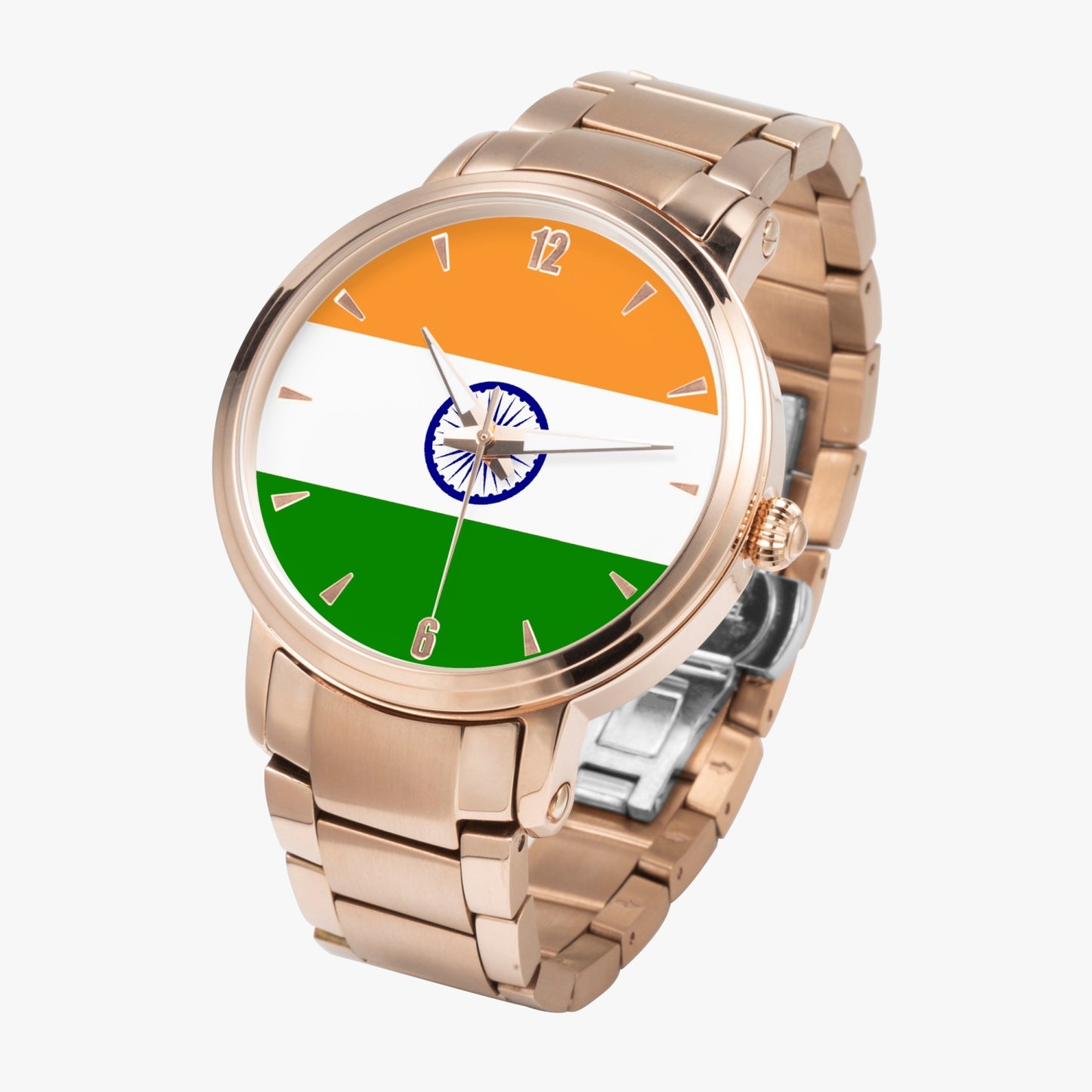 India Pride Stainless Steel Luxury Men's Watch - Silver / Rose Gold / Black