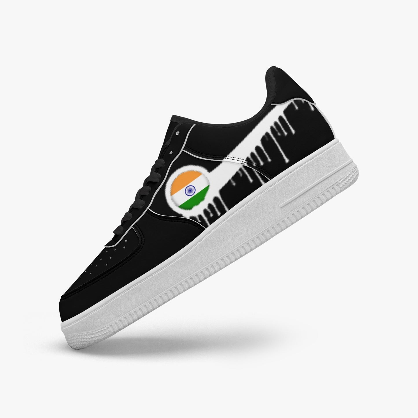 India Blurred White Drip R-Force 1 Low Tops (Black) - Men's & Women's