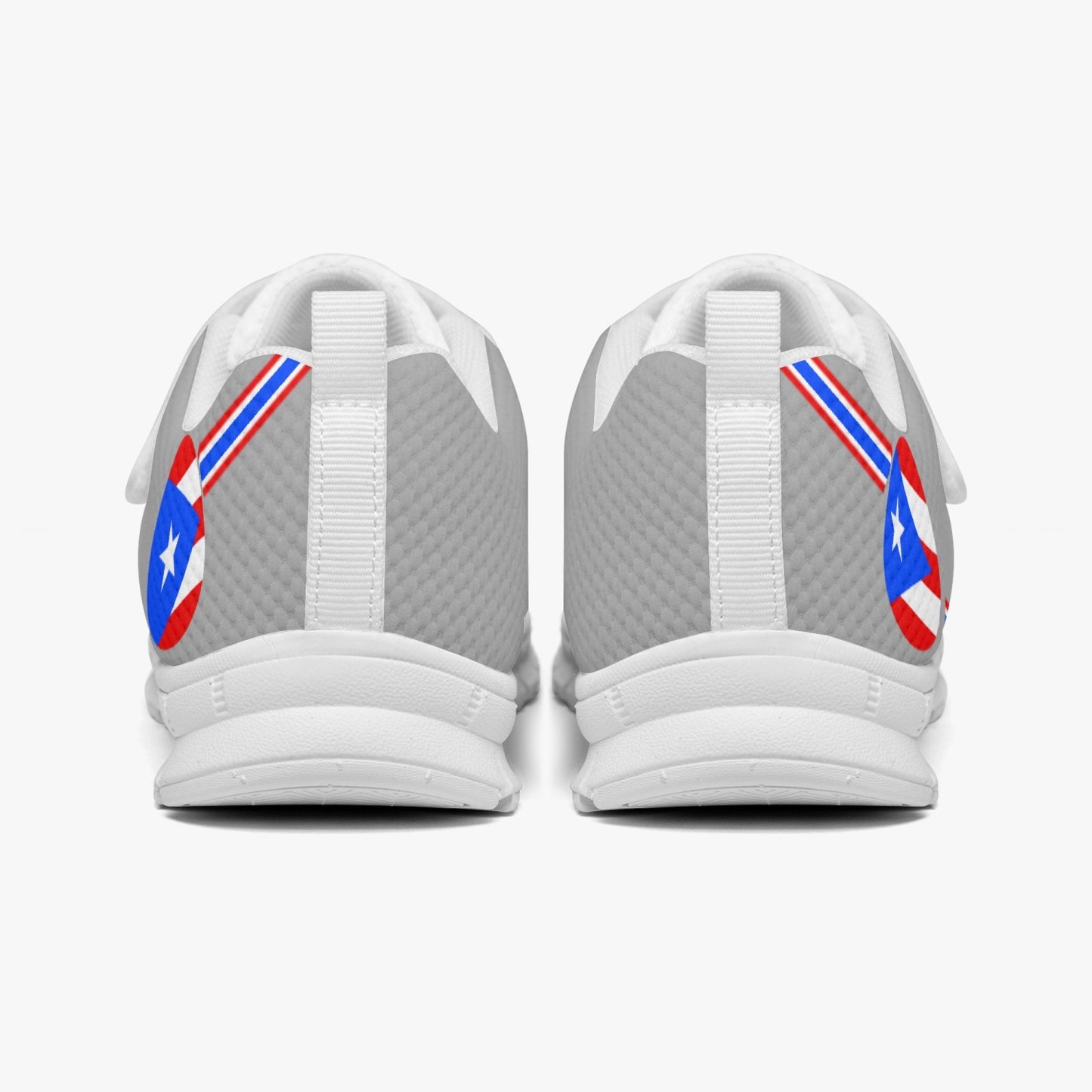 Puerto Rico Pride Kid's Lightweight Velcro Mesh Sneaker - Gray