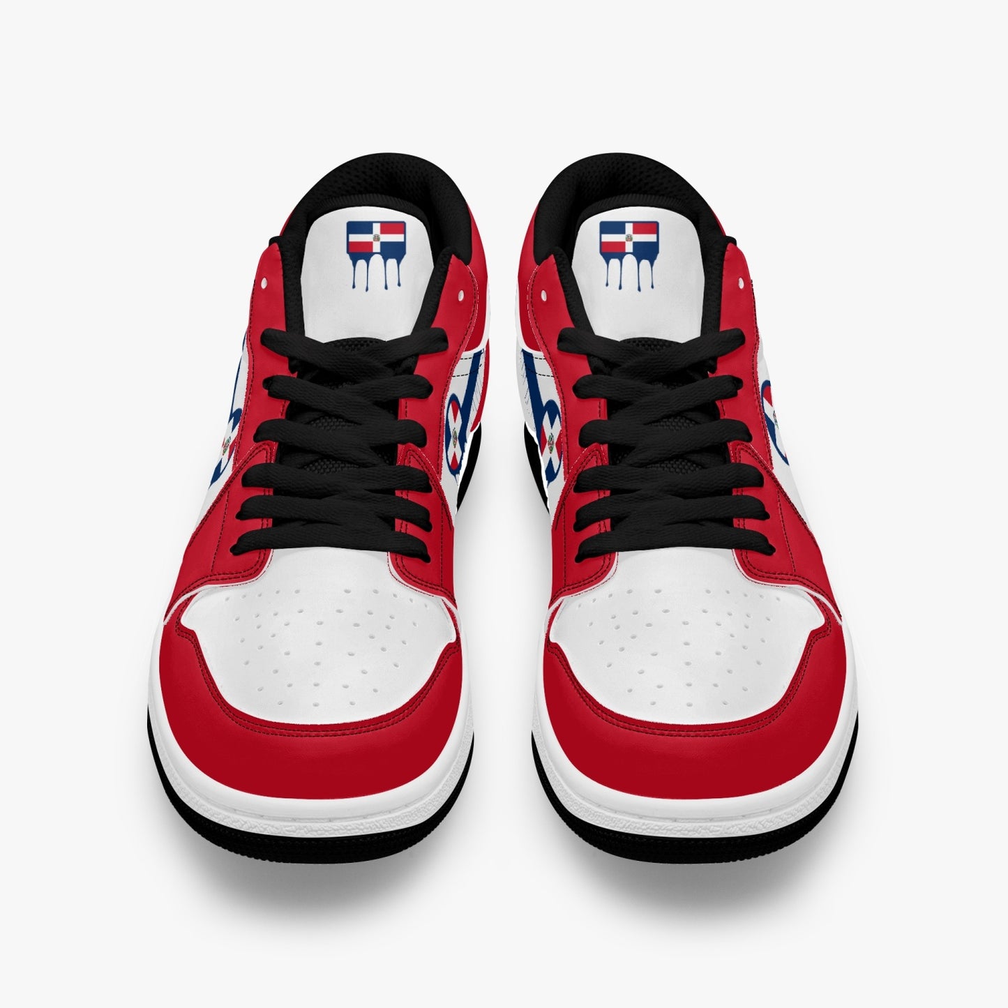 Air Dominican Blue Drip / Red & White Low Tops (Black Sole) - Men's & Women's