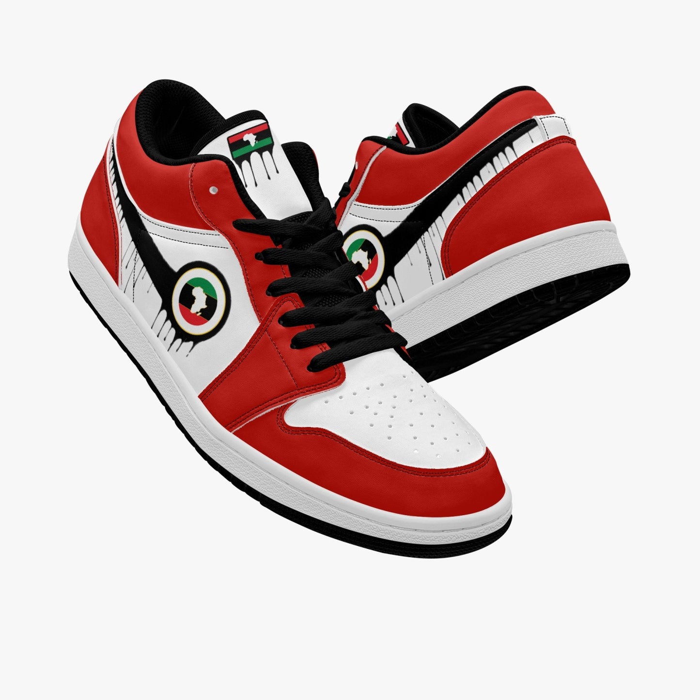 Air Africa Black Drip / Red & White Low Tops (Black Sole) - Men's & Women's