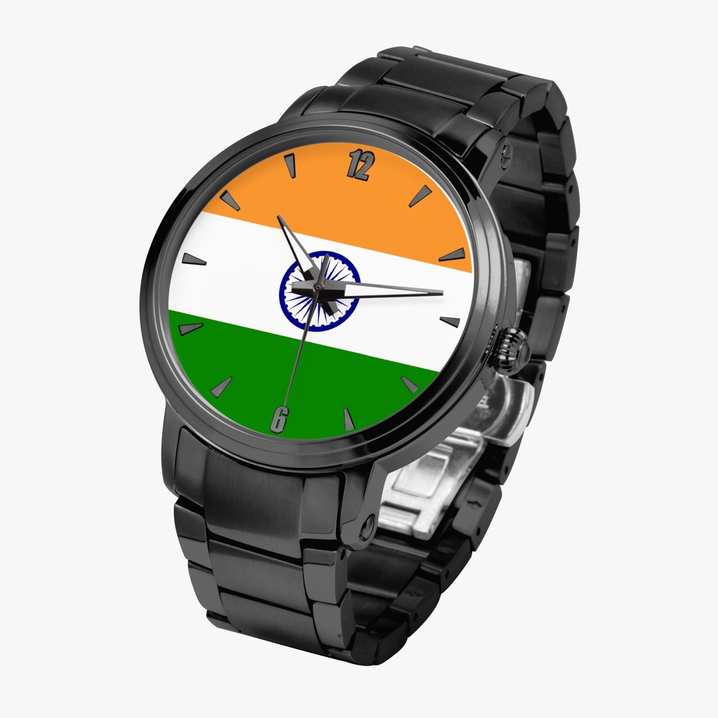 India Pride Stainless Steel Luxury Men's Watch - Silver / Rose Gold / Black