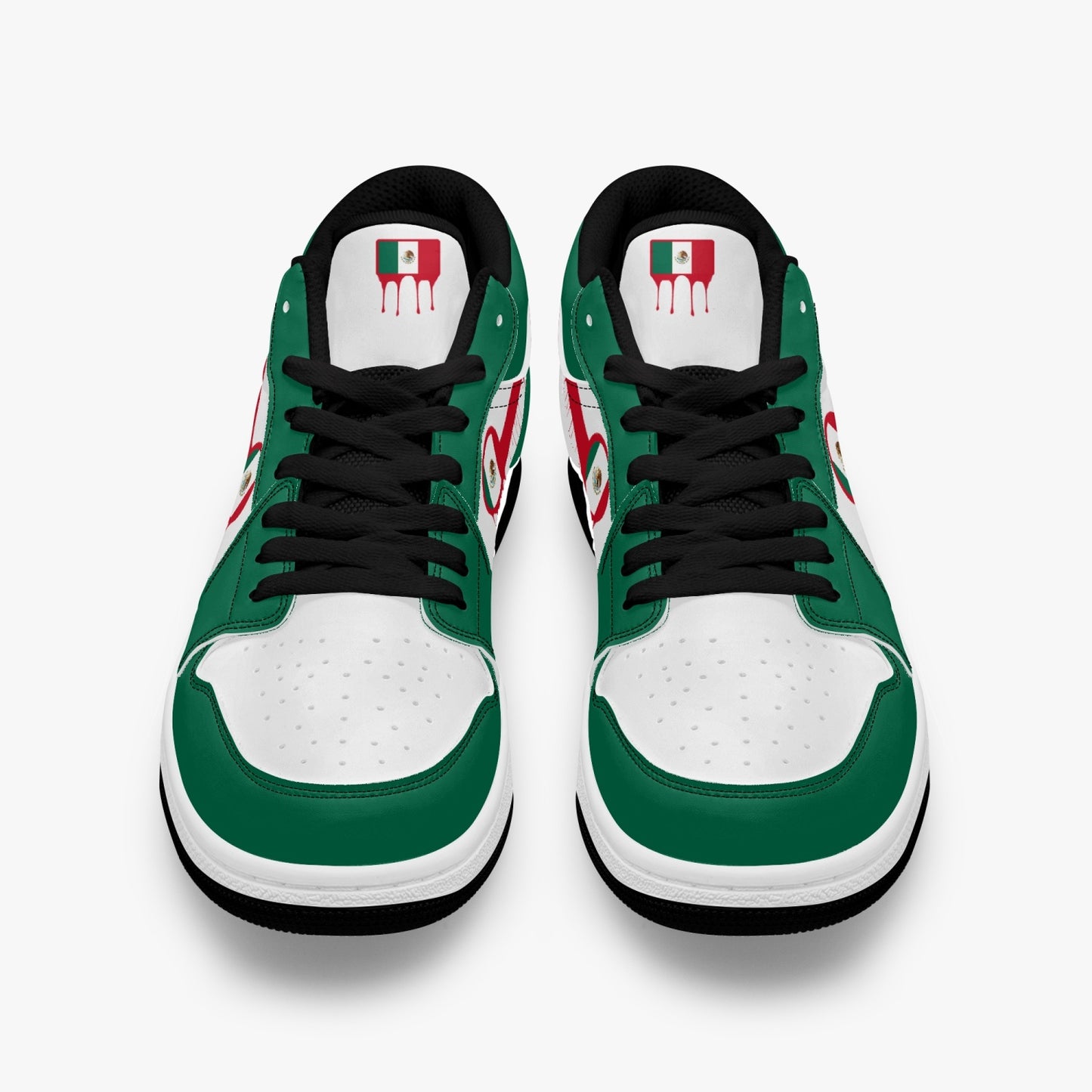 Air Mexico Red Drip / Green & White Low Tops (Black Sole) - Men's & Women's