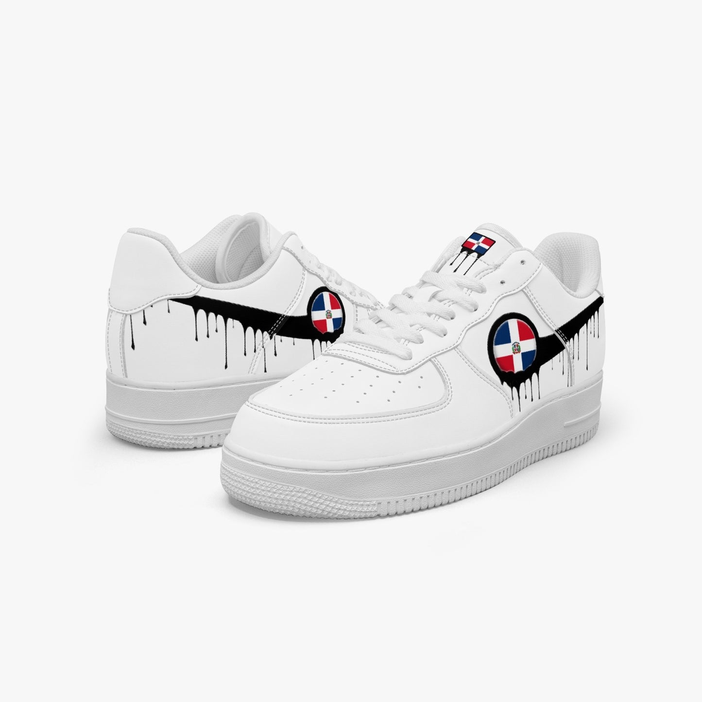 Dominican Black Drip R-Force 1 Low Tops (White) - Men's & Women's